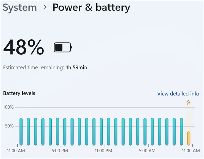 Power & attery screen