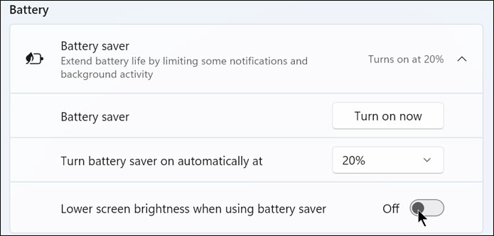 Battery saver