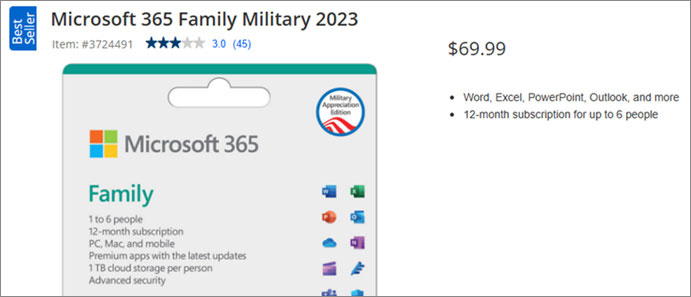 Microsoft 365 Family for $30 off.