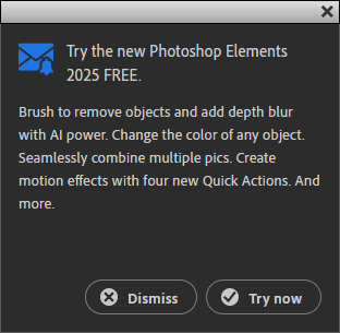 Photoshop Elements upgrade reminder