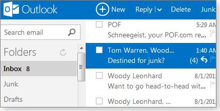 Outlook.com's spare interface Outlook.com's spare interface