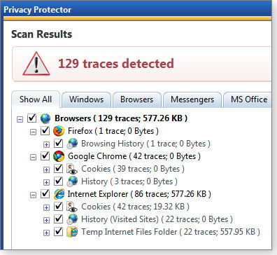 Smart PC Care Internet traces results Smart PC Care Internet traces results