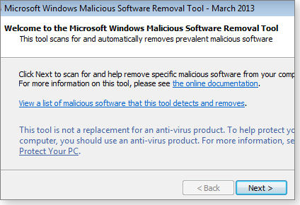 Microsoft's Malicious Software Removal Tool Microsoft's Malicious Software Removal Tool