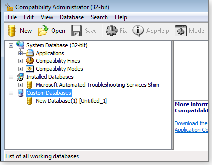 Compatibility Administrator database Compatibility Administrator database