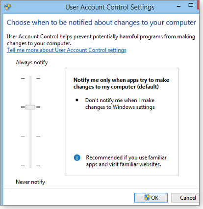 User Account Control Settings User Account Control Settings