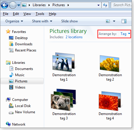 Arrange files by tag Arrange files by tag