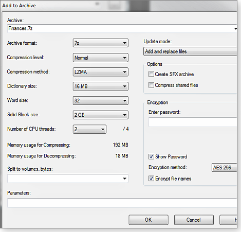 7-Zip settings 7-Zip settings