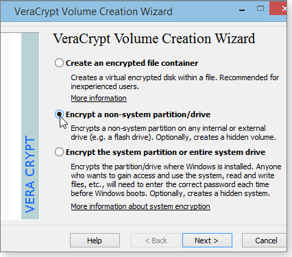 Encrypt non-system partition or drive Encrypt non-system partition or drive
