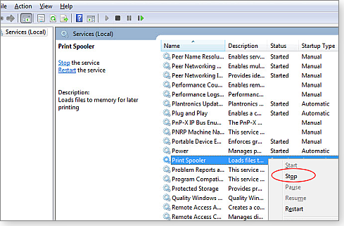 Windows Print Spooler service Windows Print Spooler service
