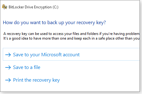 Select recovery-key location Select recovery-key location