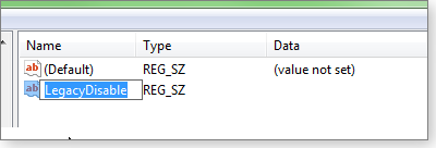 Add LegacyDisable value Add LegacyDisable value