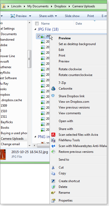 Shorten context menu Shorten context menu