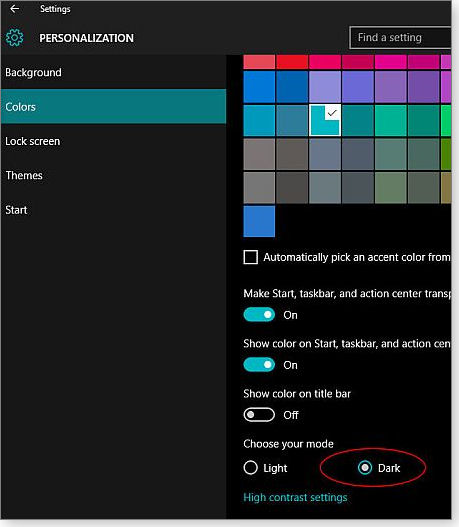 Win10 Color settings Win10 Color settings