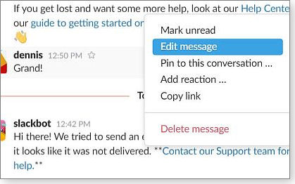 Edit message option Edit message option